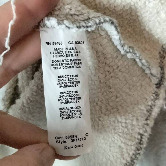 Fifteen Twenty Women's Sz S Grey Reverse Peace Sweatshirt Raw Hem Distressed - Picture 6 of 6